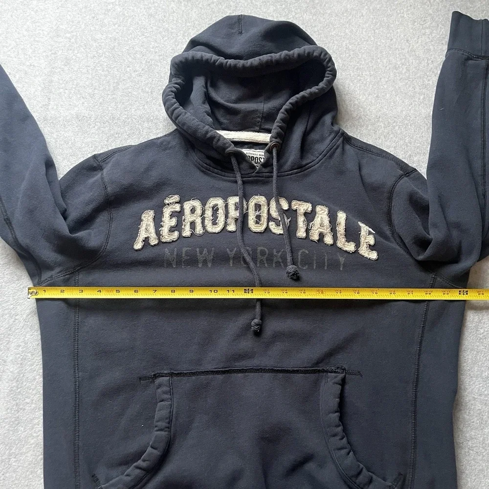 Aeropostale Men's Medium Navy Blue Pullover Hoodie New York City Kangaroo Pocket